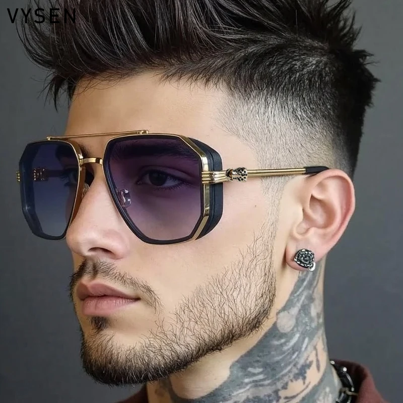 

Square Y2K Punk Sunglasses Men 2025 Luxury Brand Vintage Metal Frame Sunglass Double Beam Outdoor For Male Eyewear Shades UV400