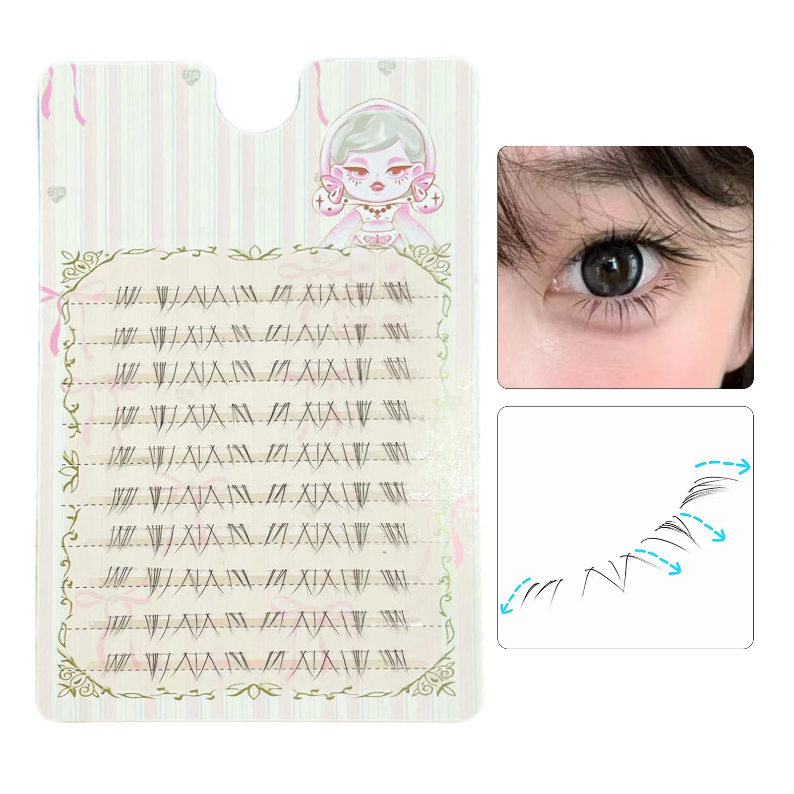 10 صفوف من الرموش الصناعية على طراز المانغا الطبيعية ذاتية اللصق خفيفة الوزن ثعالب سفلية رموش اصطناعية تمديد مكياج عيون مثالي