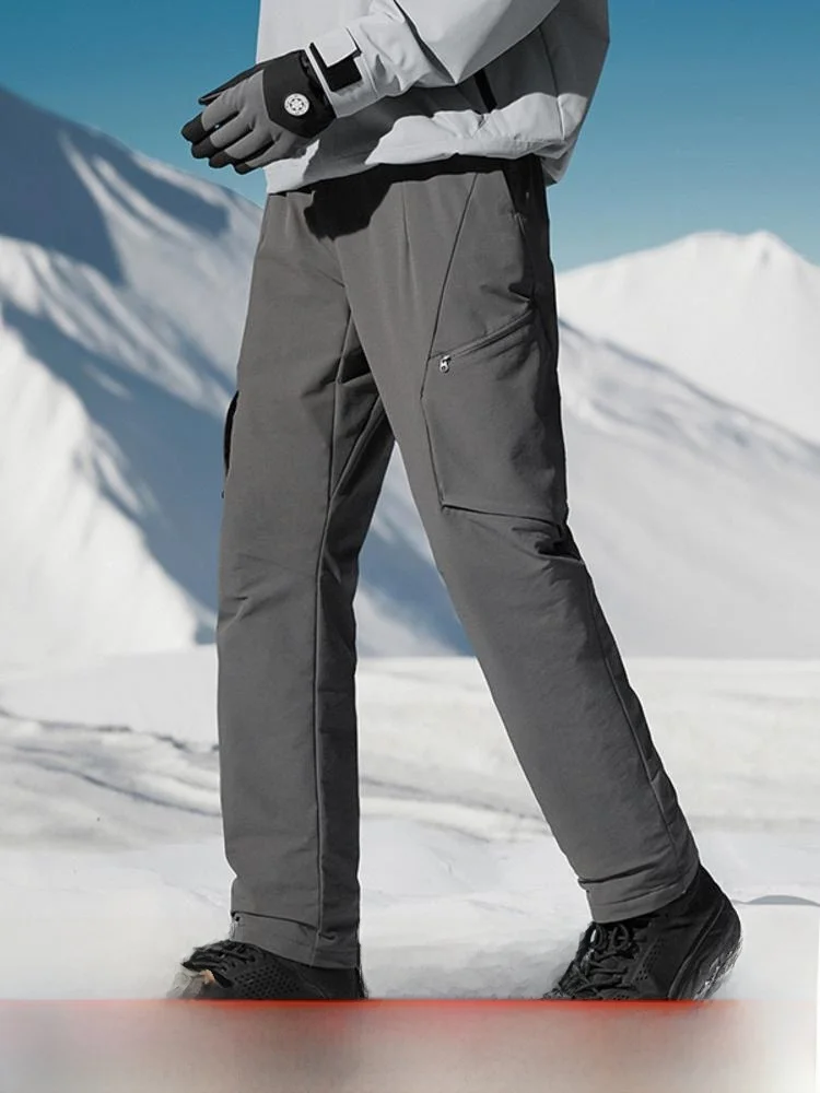 

Northeast Winter Men's Workwear Du down Thermal Pants Windproof Cold-resistant Long Leisure Casual Nylon Spandex Trousers