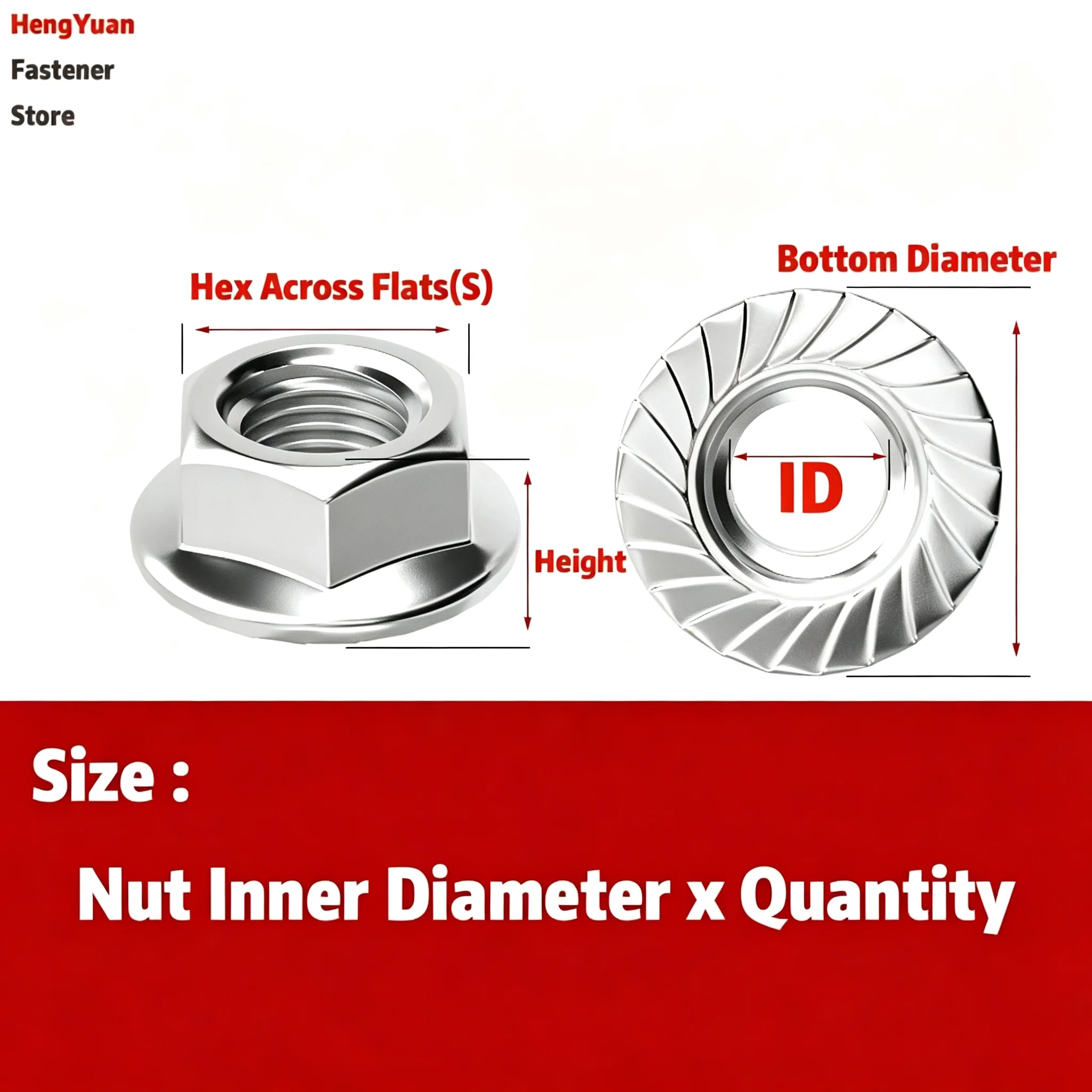 201 Stainless Steel Hex Flange Nut With Serrations Metric Thread M3 M4 M5 M6 M8 M10 M12 M14 M16 Anti‑Slip Locking Flange Nuts