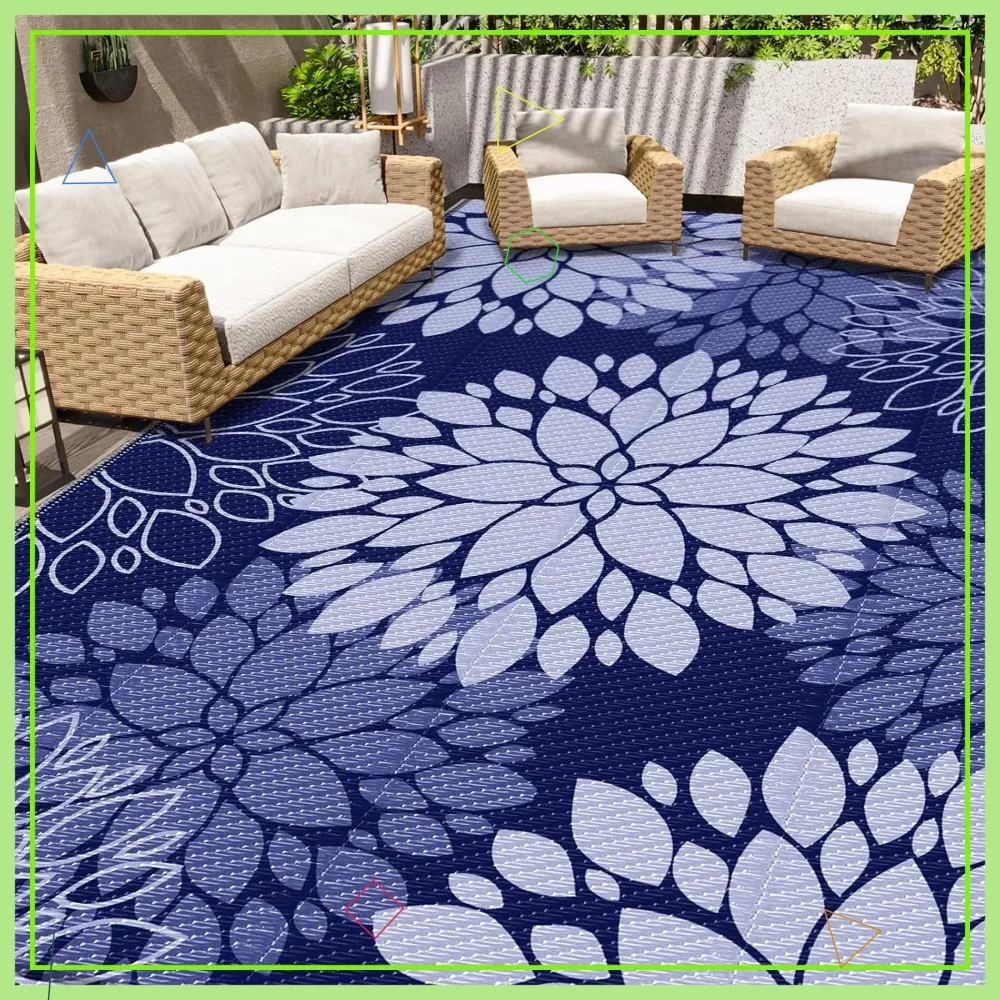 

8x10 ft Outdoor Rug, Waterproof & Reversible Plastic Straw Mat for Patio, RV, Beach, Camping