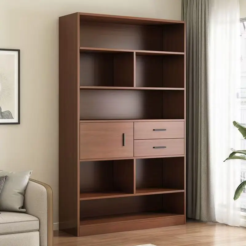 Floor-to-Ceiling Solid Wood Bookcase Multi-Layer Home Office Bookshelf Shelf against Wall Living Room Furniture Color