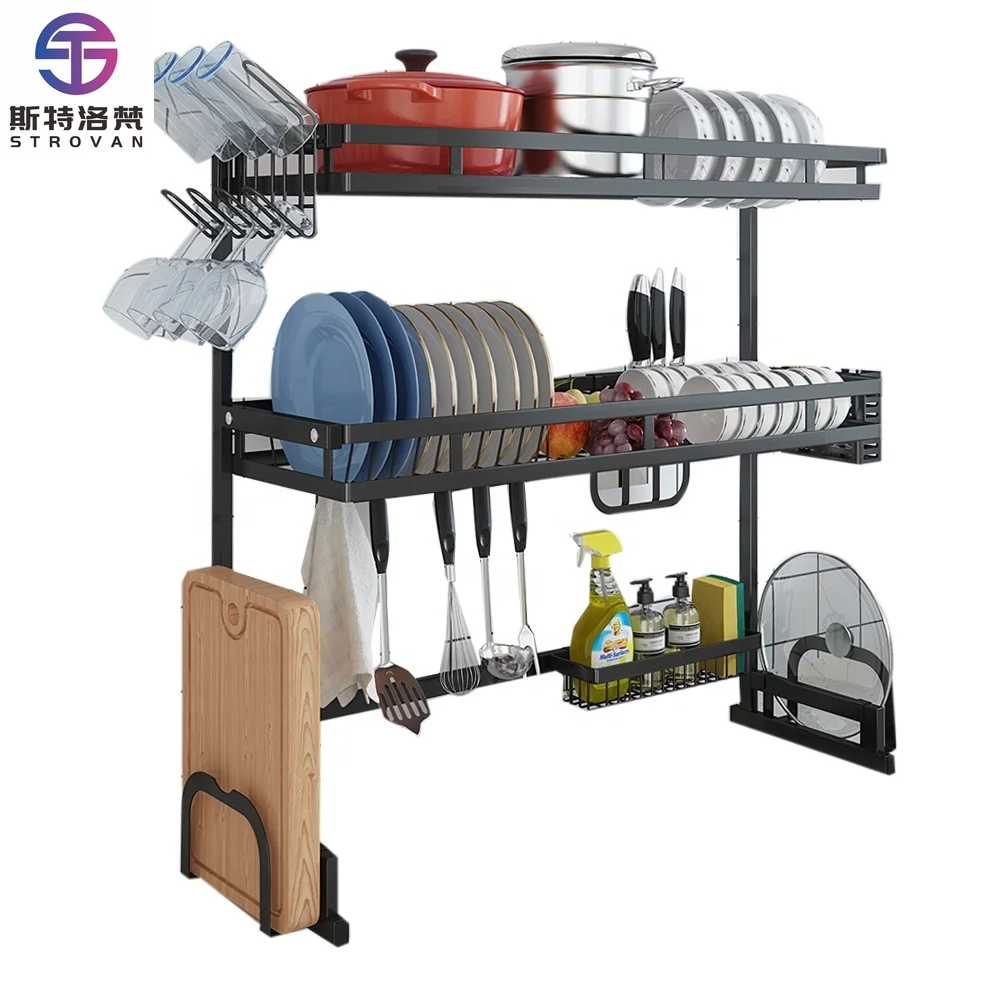 

Design Kitchen Dish Rack Over Sink, High Bearing Gravity Kitchen Dish Drying Rack (total Length33.46inch) Creative Metal