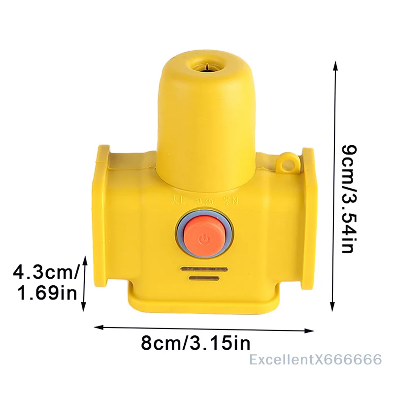 Enchufe de arrastre de tierra cubierto de goma amarilla con interruptor, enchufe múltiple para placa eléctrica, enchufe de fila, Cable de seguridad incluido