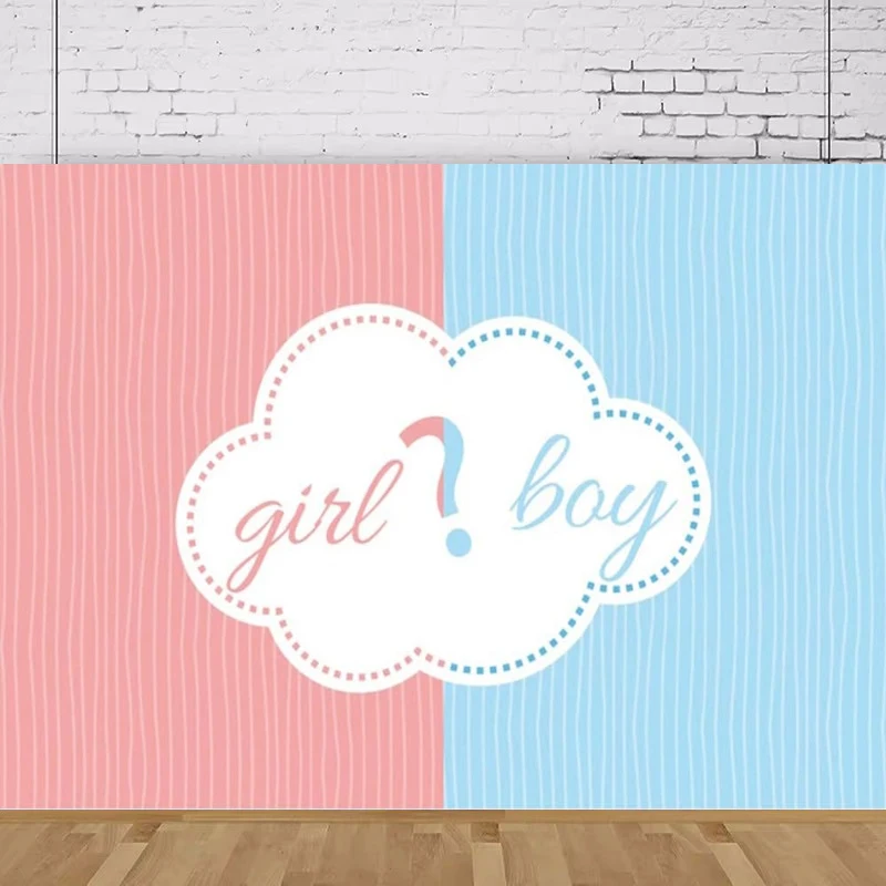 Photography Backdrop Blue Pink Poster Boy Or Girl Gender Reveal Party Room Decoration Supplies Background Portrait Shooting
