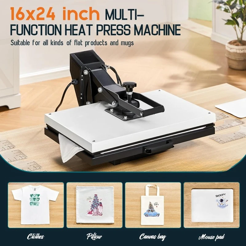 16x24 Heat Press Machine for T Shirts, Rapid Heating Sublimation Machine with Digital Display, 8 Pcs Sewing Rules