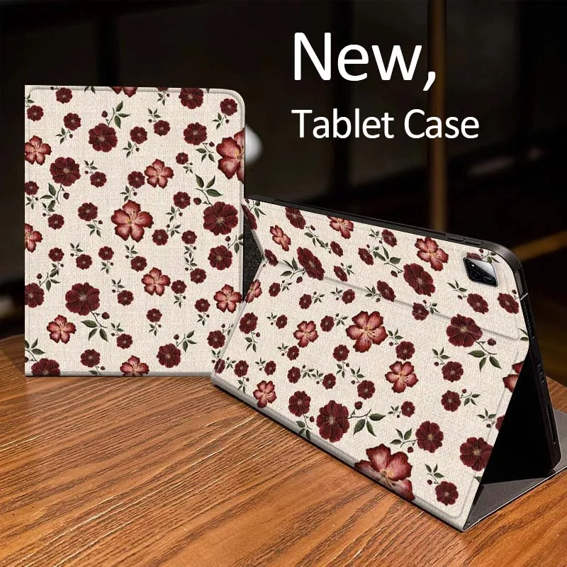 

Red Rose Pattern Fabric Case For Xiaomi Mi Redmi Pad 2 4 5 7S 6S 6 7 8 Plus SE Pro K 2025 inch 8.7 11 Tablet