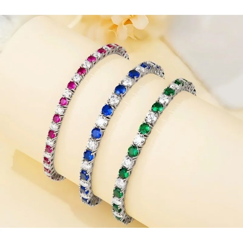 4mm  Moissanite Bracelet 925Silver tennis bracelet, elegant and sophisticated, high-end fashion, versatile bracelet