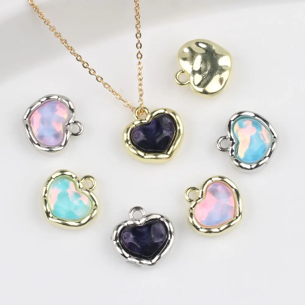 40pcs Handamde Silvery Golden Jewelry Pendant Charms Love Heart Necklace Earrings Pendants Diy Earrings Jewelry Making Findings