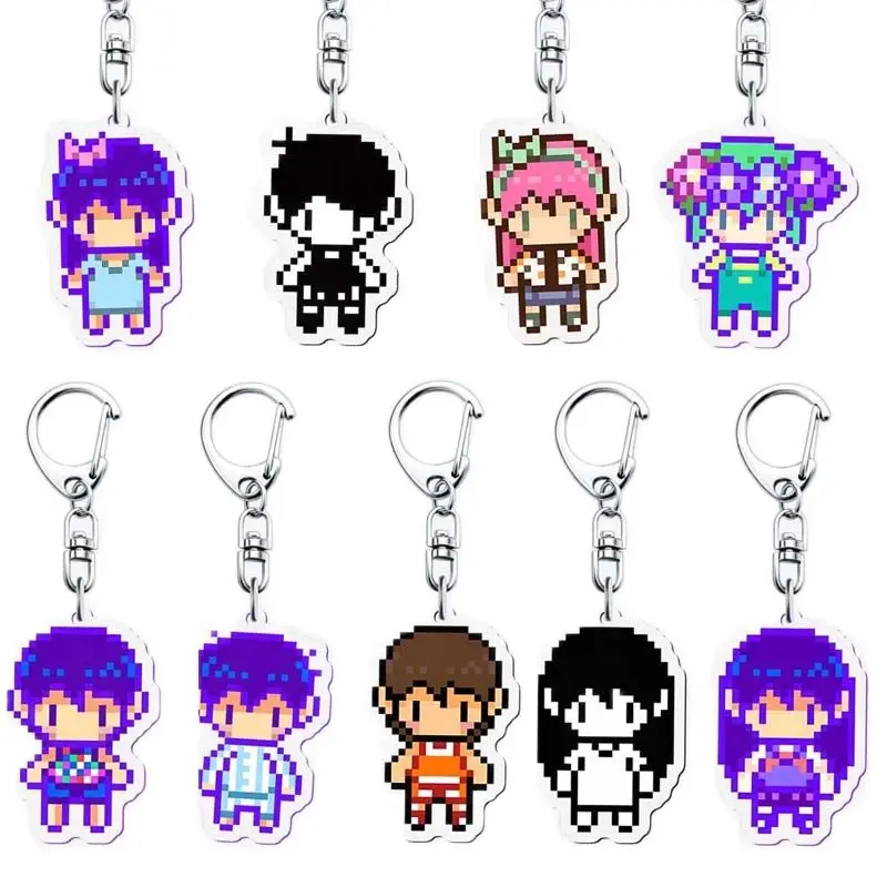 Custom Key chain Cool And Fun Pixel Acrylic Keychain Omori Game Bag Car Keyring Anime Pendant Accessories Student Gift Kel Basil