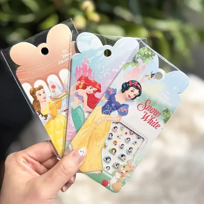 Disney Princess Nail Stickers, Snow White、Little Mermaid Cartoon Relief Nail Stickers,DIY Self-adhesive Decorative Stickers