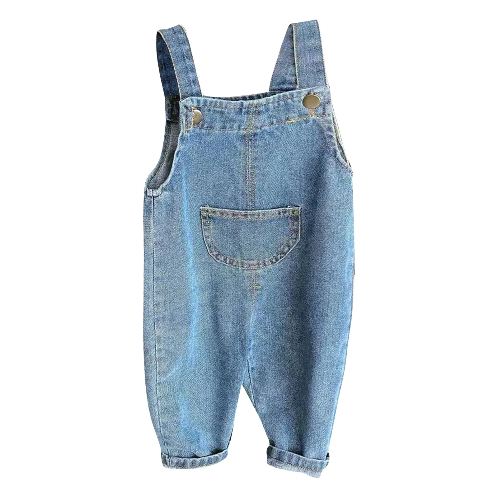 2024 New Autumn Baby Overall Boys Suspender Simple Trousers Infant Cute Solid Denim Rompers 0-3t