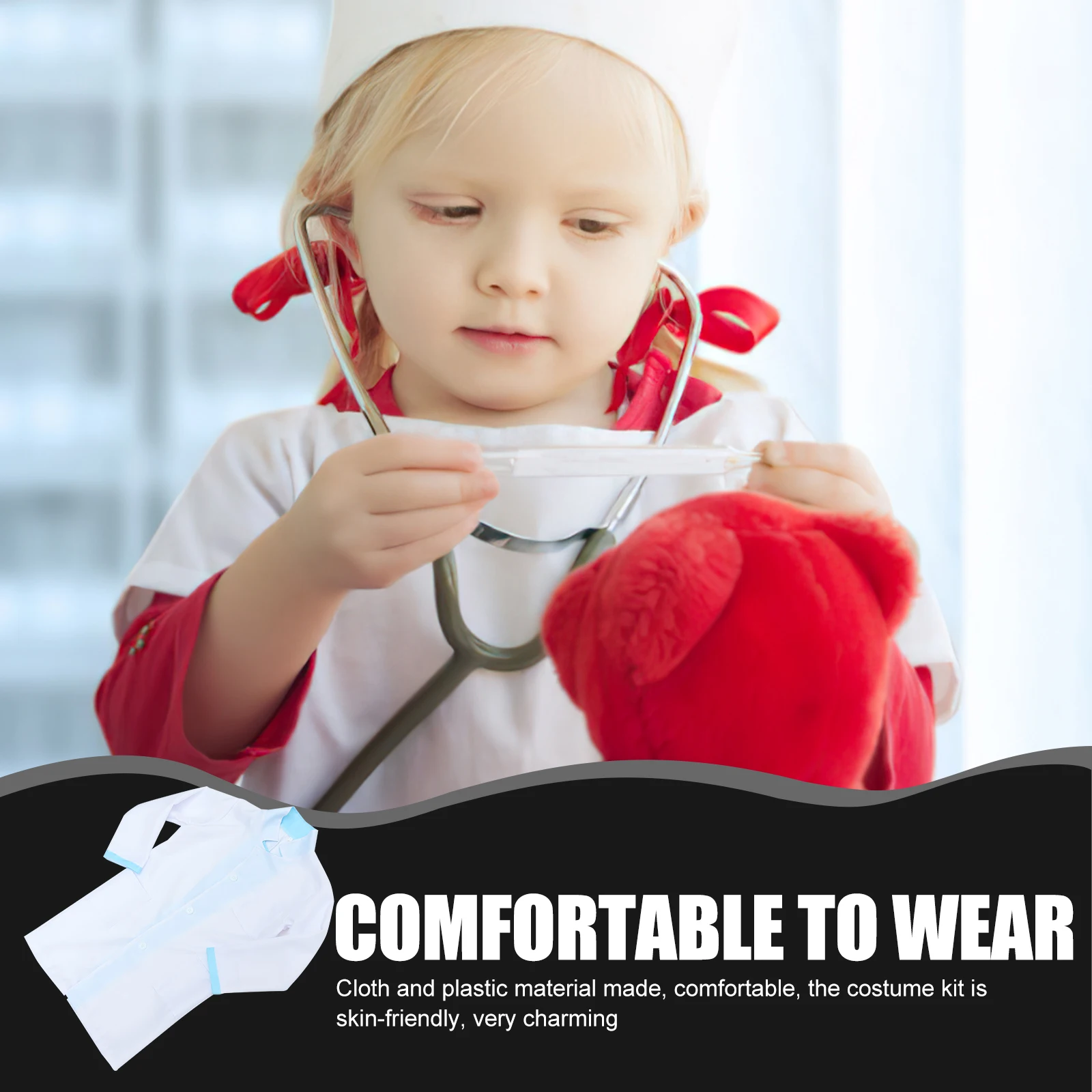 1Set Doctor Role Play Outfit for Kids Soft Comfortable Boys Doctor Costume 6-8 Years Design Stage Performance Carnival