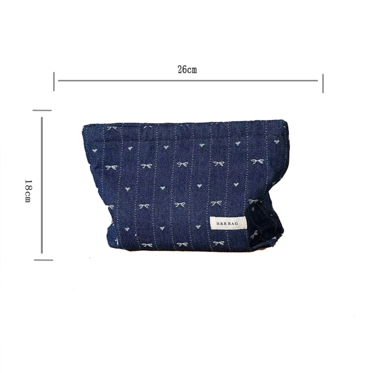 Borsa per il trucco in tessuto per ragazza con fiocco da cowboy retrò in tela Borse portaoggetti portatili per cuscini per la cura della pelle