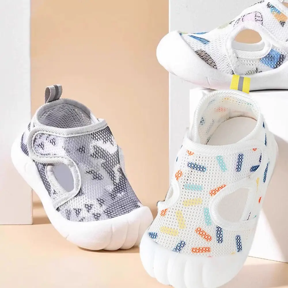 워킹 슈즈 통기성 아기 샌들 부드러운 밑창 에어 메쉬 첫 걸음마 신발 편안하고 유연한 미끄럼 방지 신발 야외용