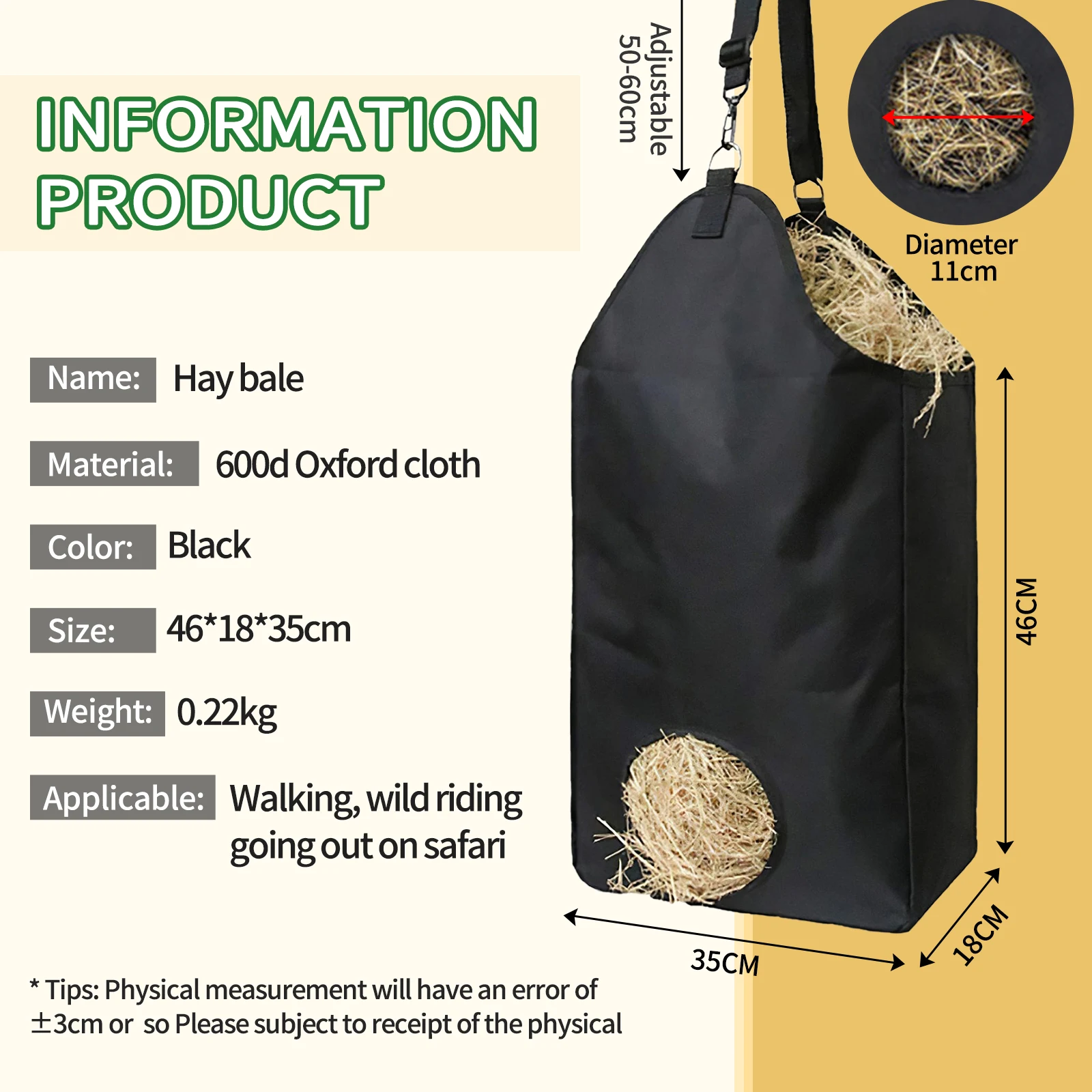 Large Capacity Hay Storage Bag Outdoor Slow Feeding Horse Hay Bag Stable Portable Feeding Storage Tool Horse Care Products