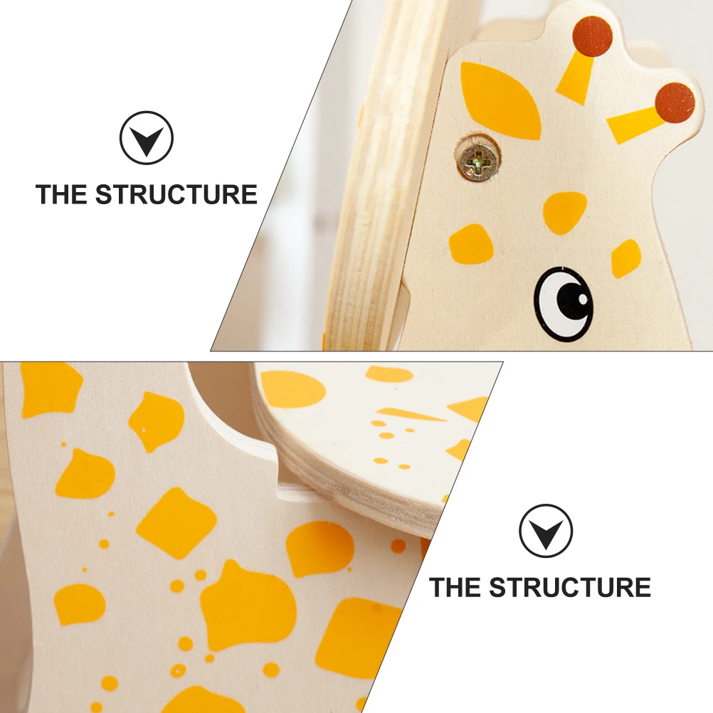 

1PC Giraffe Backrest Chair Kids Wooden Stool Baby Toddler Seat Safe Arc Design Smooth Cute Shape Playful Children Furniture Wood