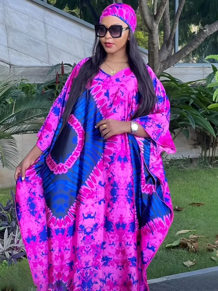 فستان أفريقي جديد لعام 2025 للنساء، قفطان رمضان بوبو مع وشاح، رداء أنقرة طويل داشيكي، بروكيد قطني