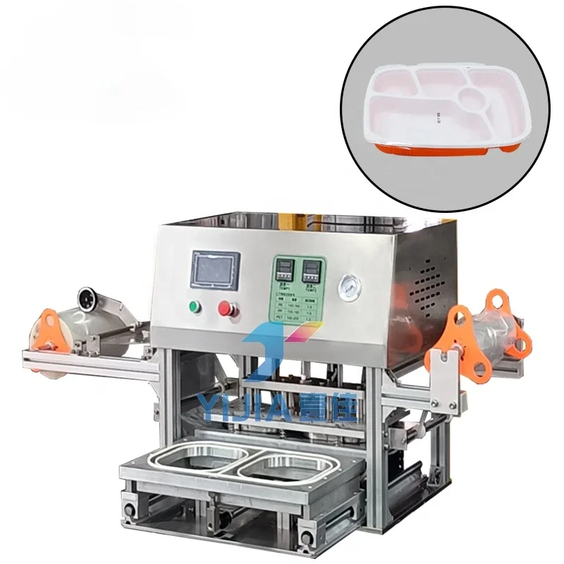 Automatic food tray container sealer Salad plastic box Juice water tea cup sealing machines nitrogen flushing packaging machine