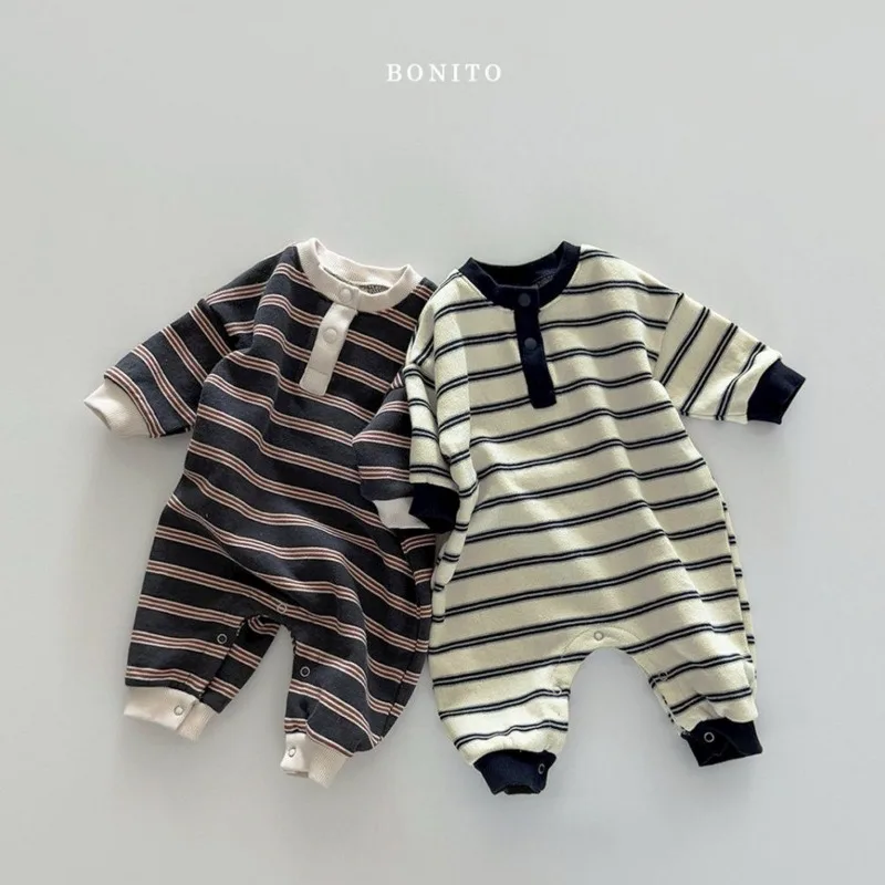 Unisex Baby Spring & Autumn Warm Romper Infant Striped Bodysuit Boys & Girls Cute Long-Sleeve Outdoor Jumpsuit