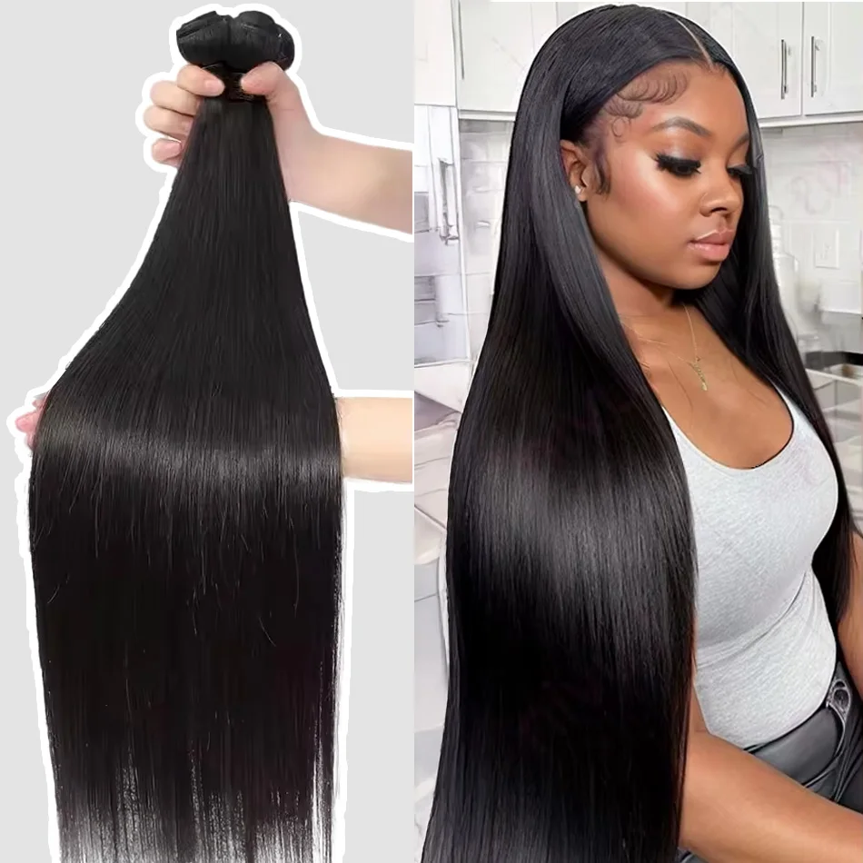 30 32 Inch 3/4 Pcs Bone Straight Brazilian Remy 100% Human Hair Bundles Raw Hair Extensions Tissage For Women