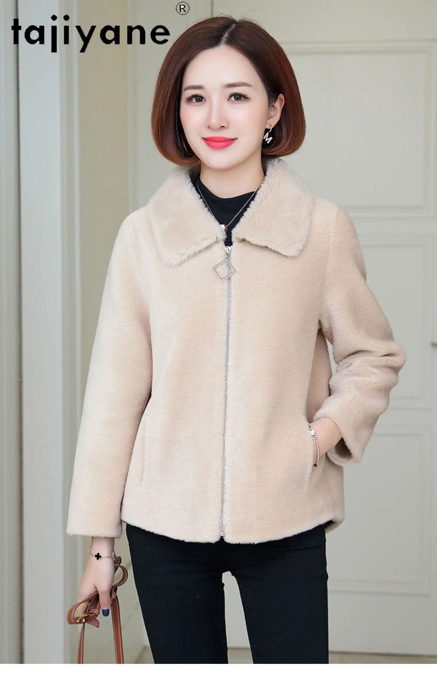 TAJIYANE 100% Wool Coats for Woman High Quality Short Sheep Shearing Coat Casual Female Outerwears Winter Women Clothes 2025шуба