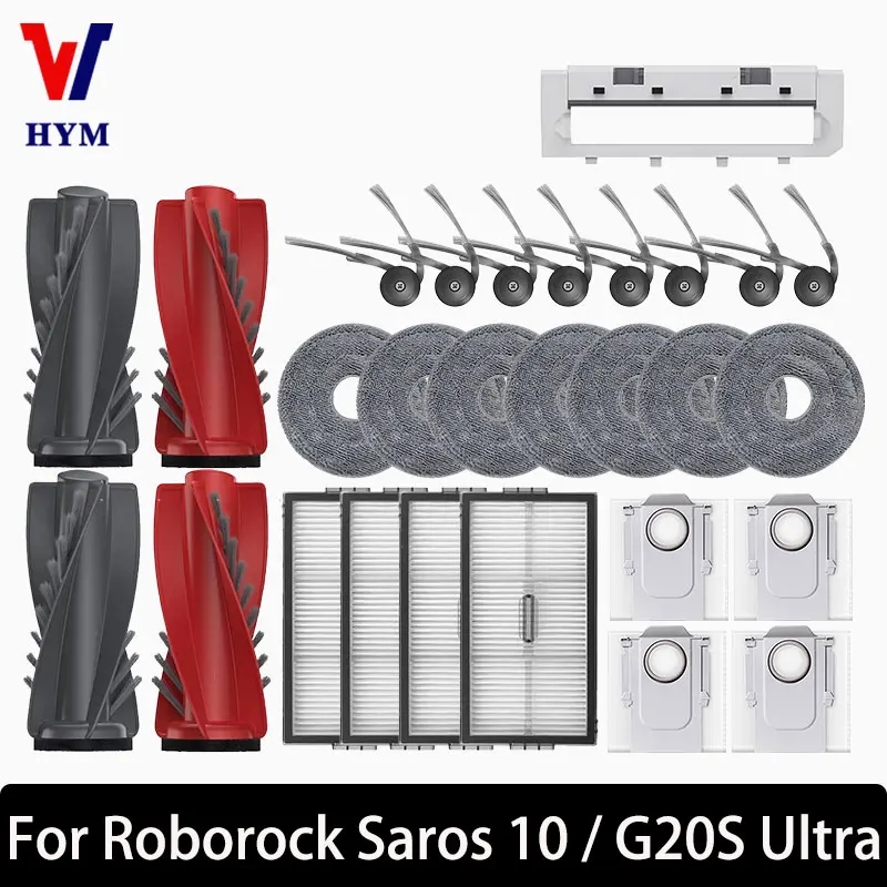 

For Roborock Saros 10R /G20S Ultra /S9 Maxv Slim Accessories Main Side Brush Filter Mop Bags Robot Vacuum Cleaner Spare Parts