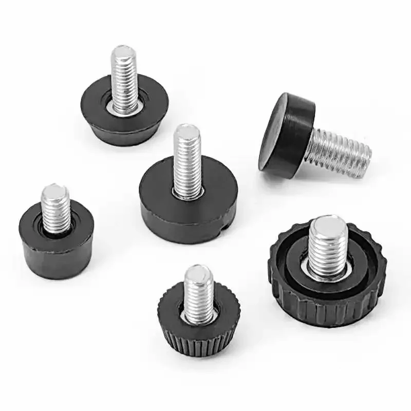 Plastics Adjustable Feet Pad With Screw M10 M8 M6 Table Chair Balck Leveling Foot Pad Furniture Leg Anti-shock Protection