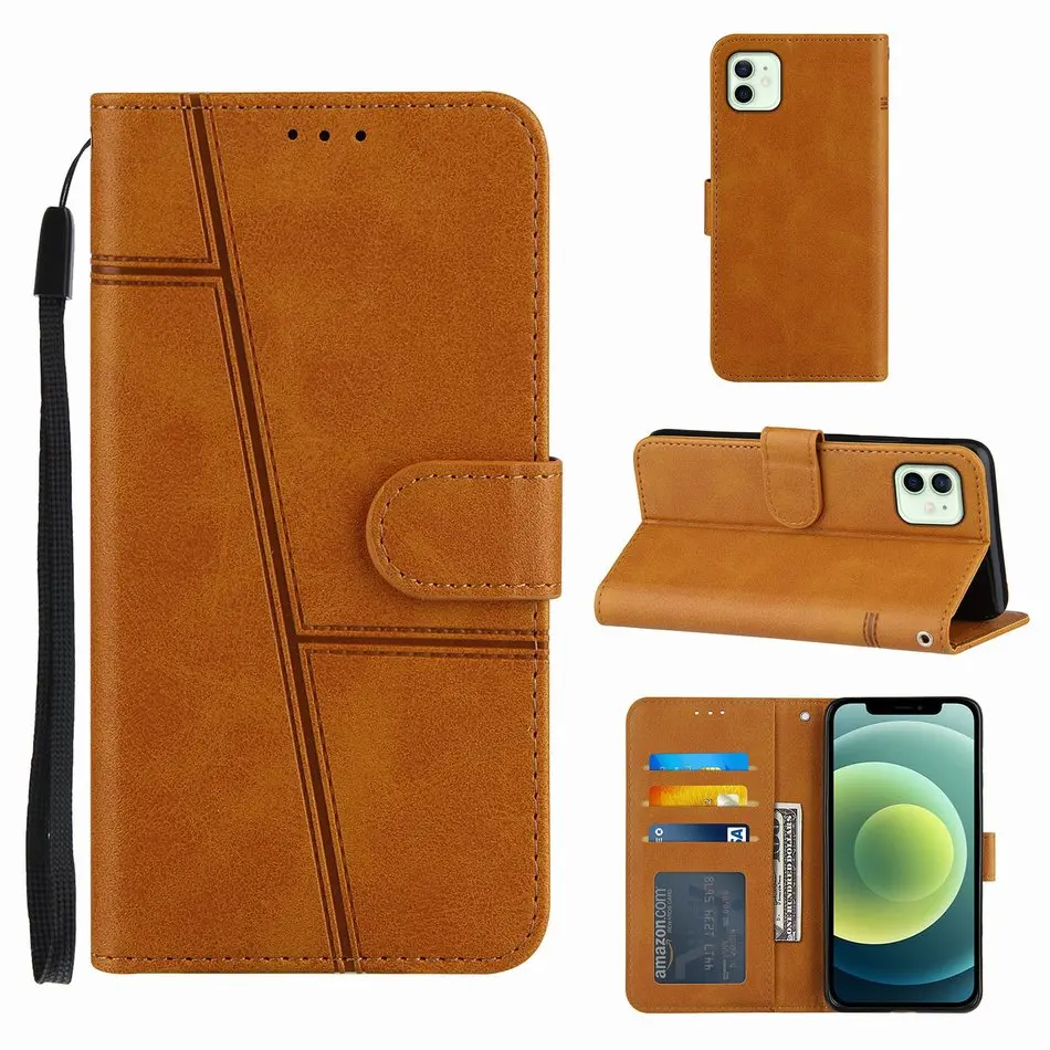 Cute Line Business Leather Case For Etui Apple iPhone 12 Mini 12 Pro Max SE 2020 XR X XS 6 6S 7 8 Plus 8G 11 Pro Max 2019 D09E