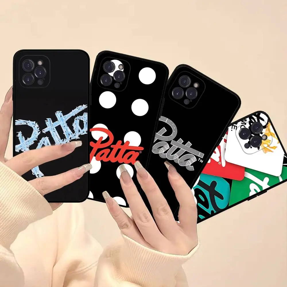 

Logo Fashion P-patta Phone Case For IPhone 16 Pro Max 15 17 Plus 14 13 12 Mini 11 Black Cover