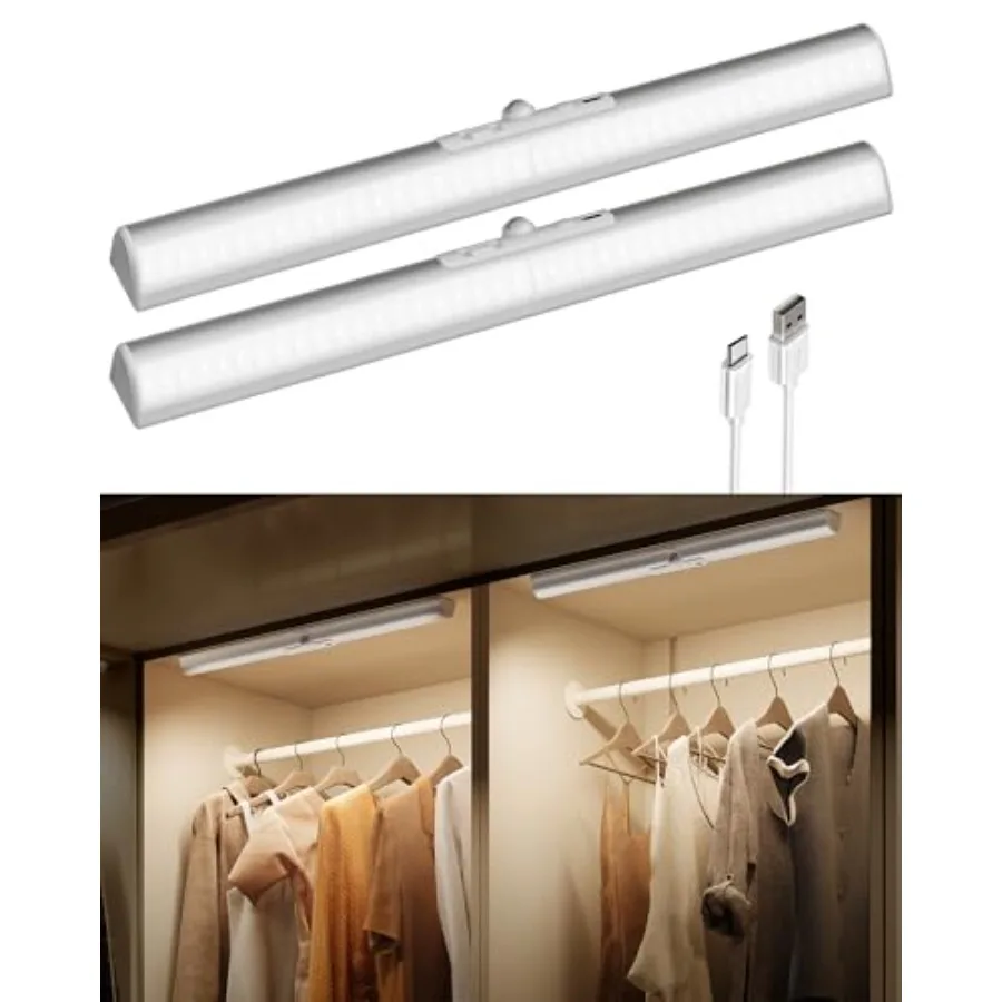 

Motion Sensor Closet Lights 600mAh Rechargeable Battery LED Cabinet Lights 50 Lumens No-Glare Curved Color Temps and Dimmable P