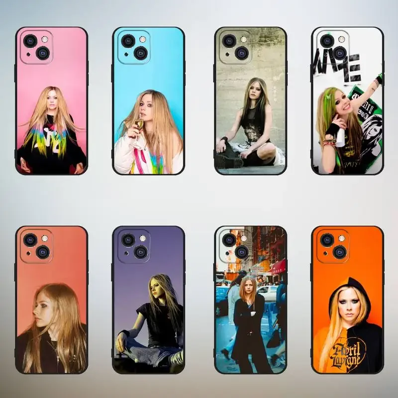 

A-Avril L-Lavigne Rock Girl Phone Case For iPhone,11,12,Mini,13,14,15,PRO,XS,MAX,X,XR,6,7,8,Plus Black Shell