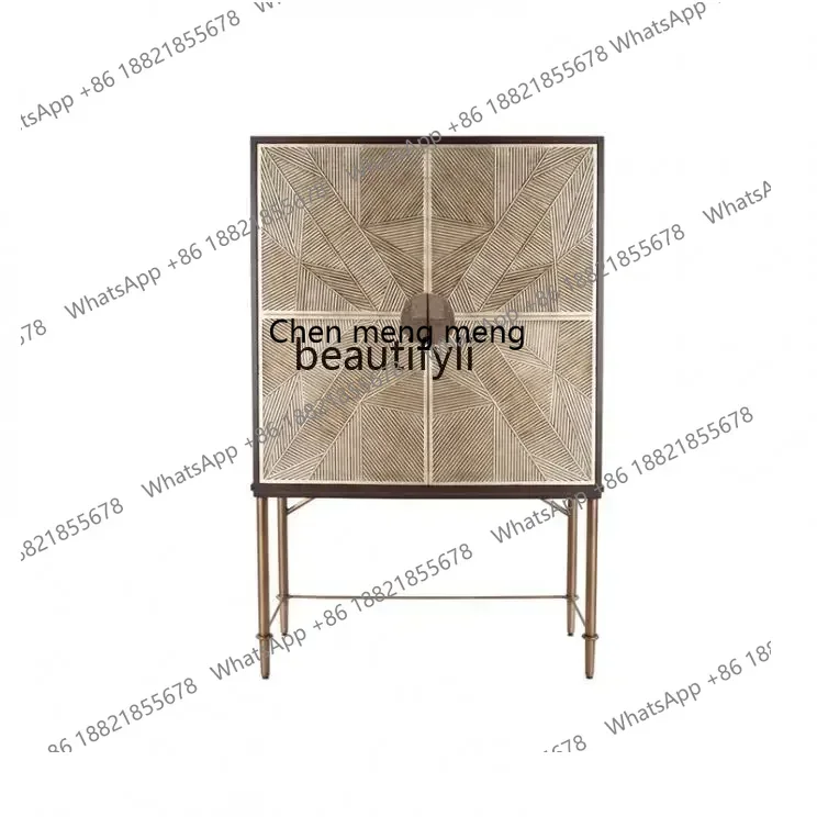 M182  Customized American stainless steel wine cabinet European neoclassical solid wood carving side cabinet