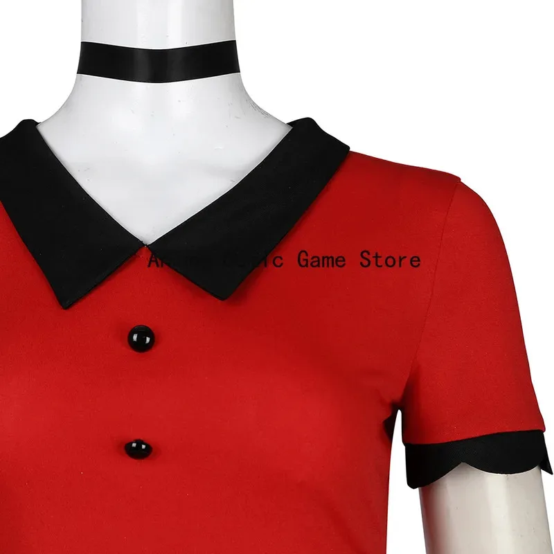 متوفر S-3XL Vaggie Hazbin أزياء تنكرية شعر مستعار ملابس أنيمي فندق موحدة ملابس حفلات الهالوين للنساء