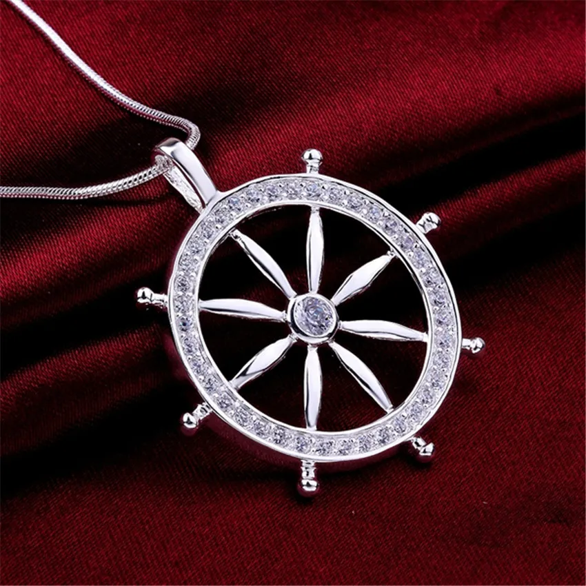 

Wholesale 925 Sterling silver Classic charms Crystal Pendants Necklace for women lady wedding Fashion Jewelry