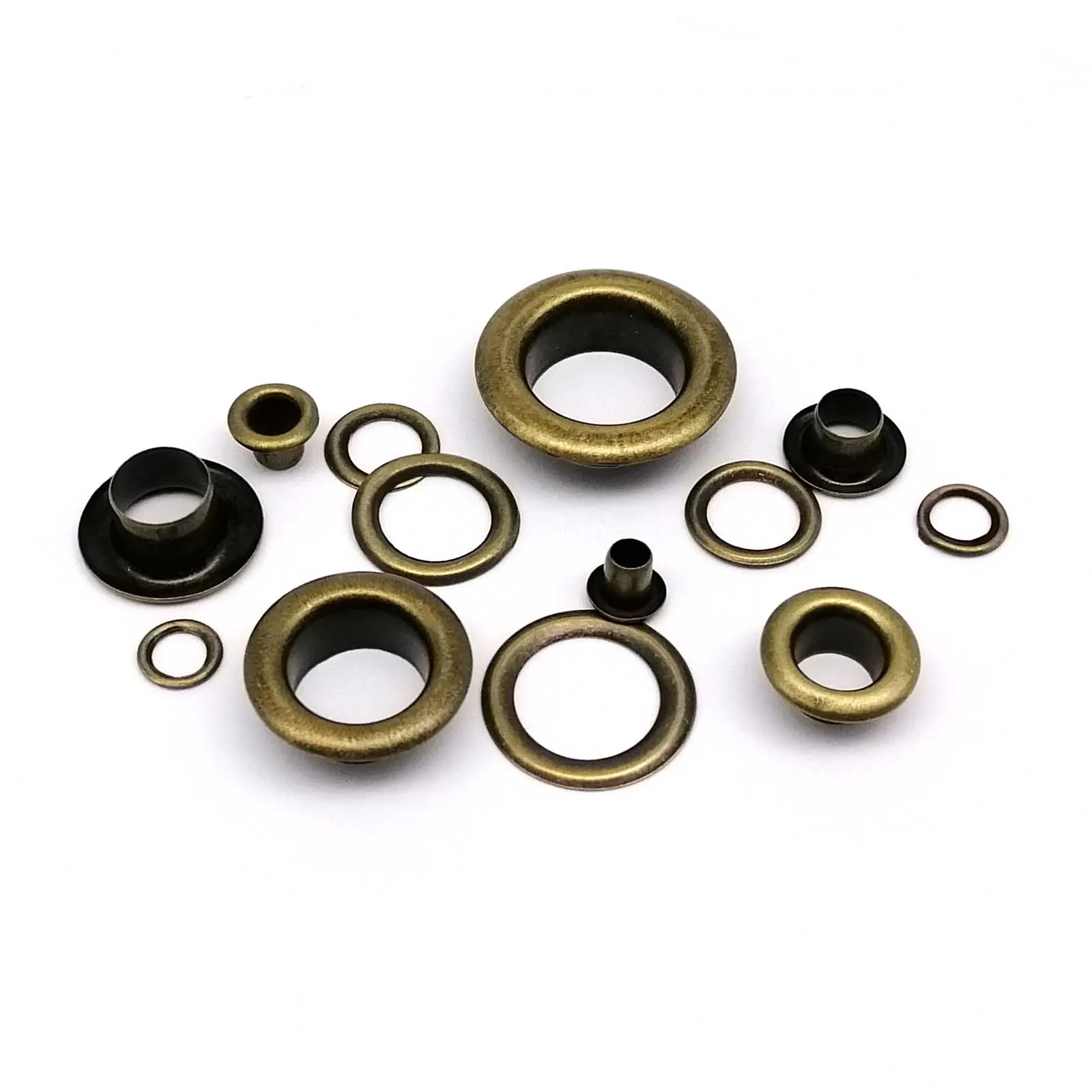 100sets 2.5-12mm High Quality Antique Brass Bronze Eyelet With Washer Grommet Ring Air Hole Rivet For Leather Bag Shoes Belt Cap