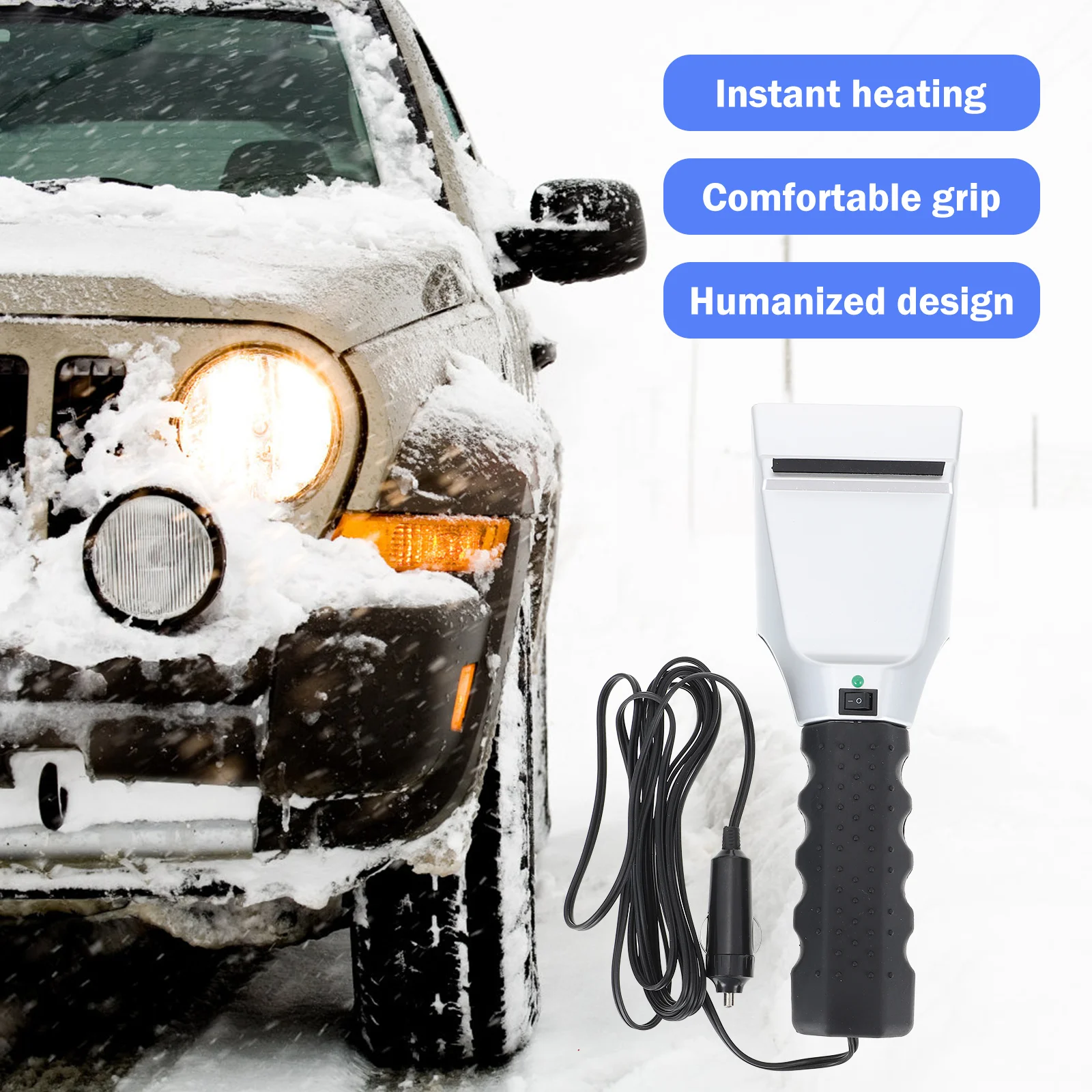 

12V Electric Heated Car Ice Scraper Snow Removal Shovel Plastic Anti-Skid Handle Windshield Glass Snow Ice Remover