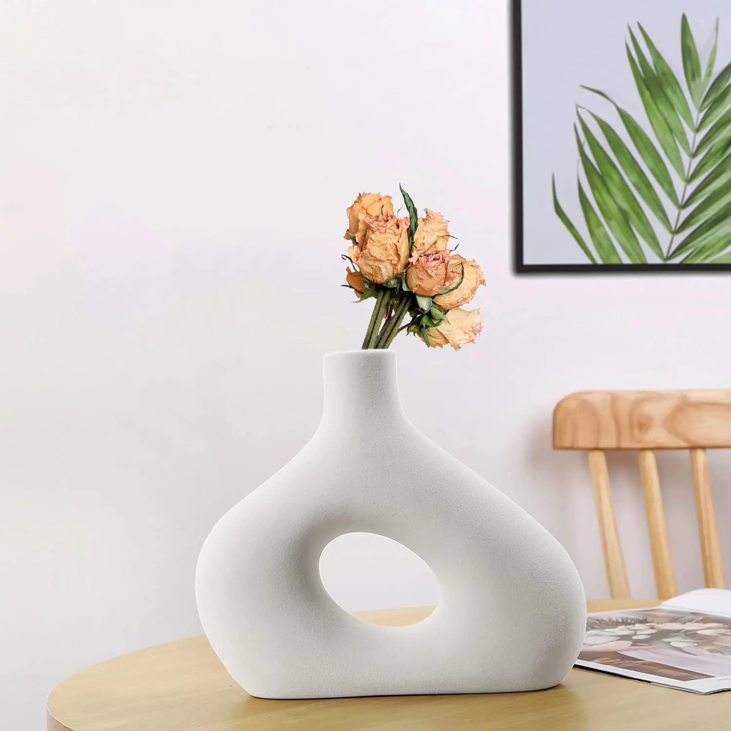 Simple Hollow Geometric Vase For Home Decor, White Vase For Decoration, Used For Party Living Room Office Bedroom Decoration