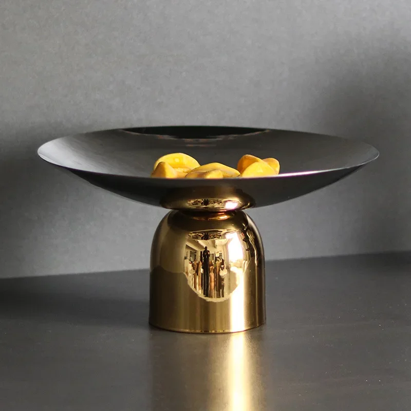 Deluxe Round Stainless Steel Fruit Tray, Candy Tray, High Legged Metal Tray, Tableware, Organizer, Kitchen Table Decoration