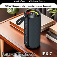 XDobo Sinoband Challenger 50W Wireless Bluetooth Speaker, High-power IPX7 Portable Music Player, Subwoofer, Stereo, Multimedia,