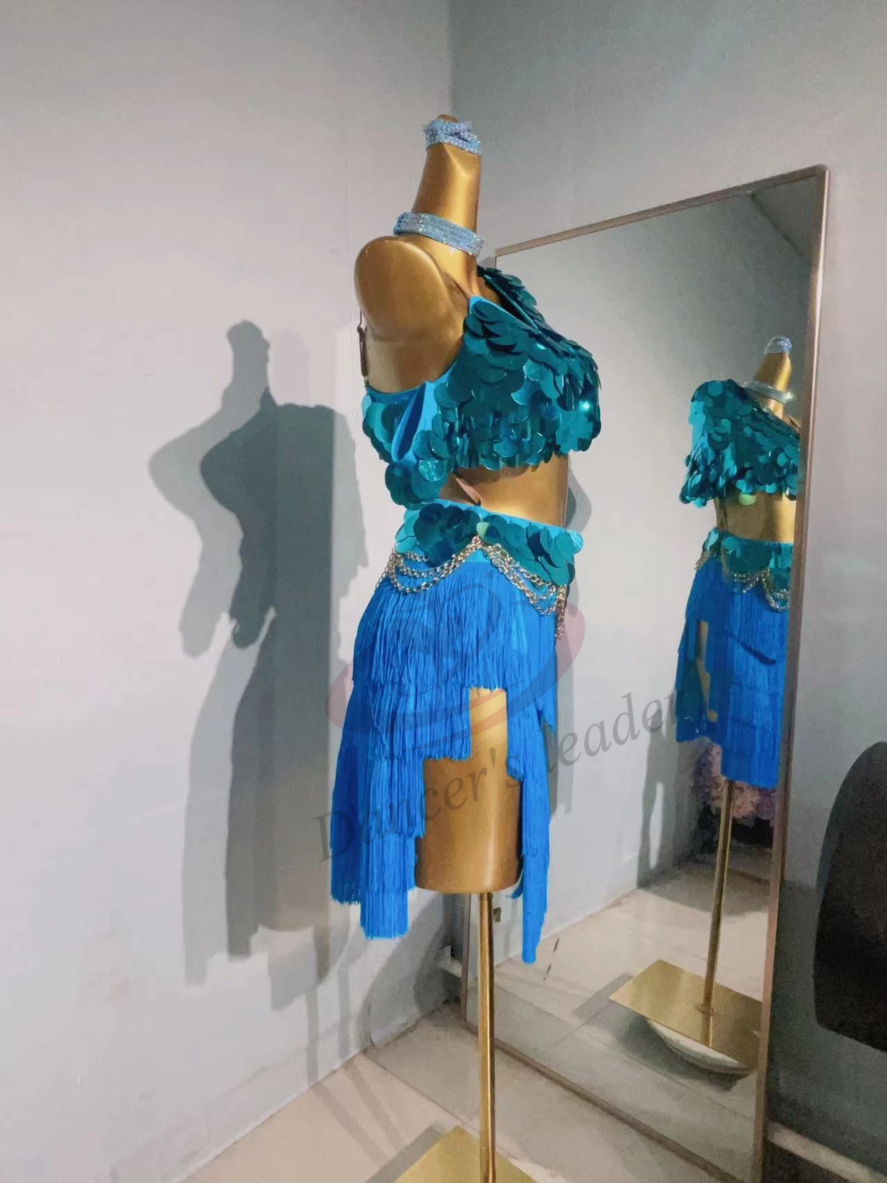 Robe de Costume de scène de danse latine, haut de gamme, personnalisé, compétition internationale, Costume de compétition de danseuse, Tasser rond brillant