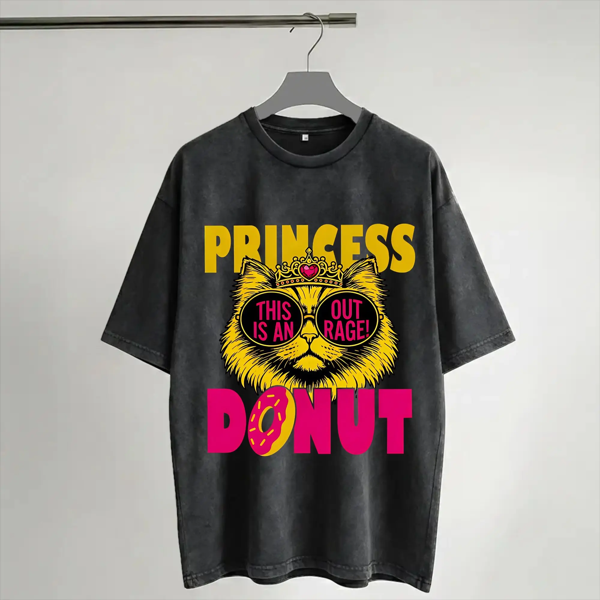 Carl And The Princess Donut and Mongo Dungeon Crawler Carl  Merch Washed T Shirt Men Women Streetwear Hip Hop T-Shirts