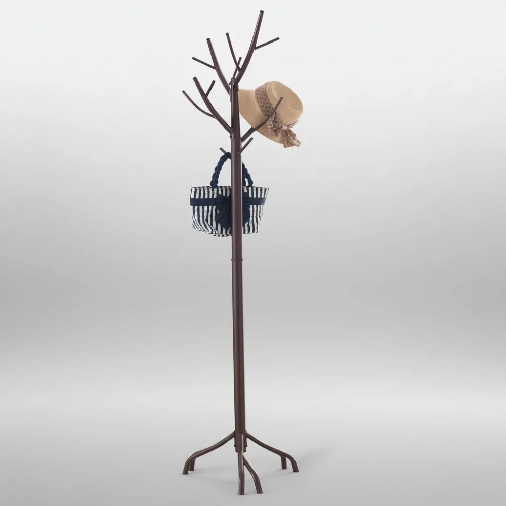 

Freestanding Metal Coat Rack with 14 Hooks, Bronze Finish Hall Tree for Entryway Storage - Modern Home Decor