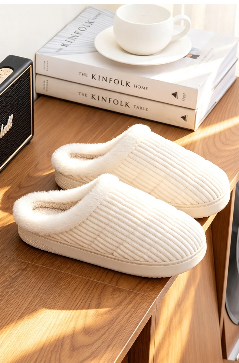 Gemütliche Damen-Hausschuhe aus Plüsch mit Memory-Schaum, rutschfest, warm, für den Innenbereich, Mules mit weicher Sohle, bequem, niedlich, für Winter und Herbst – Detail 12