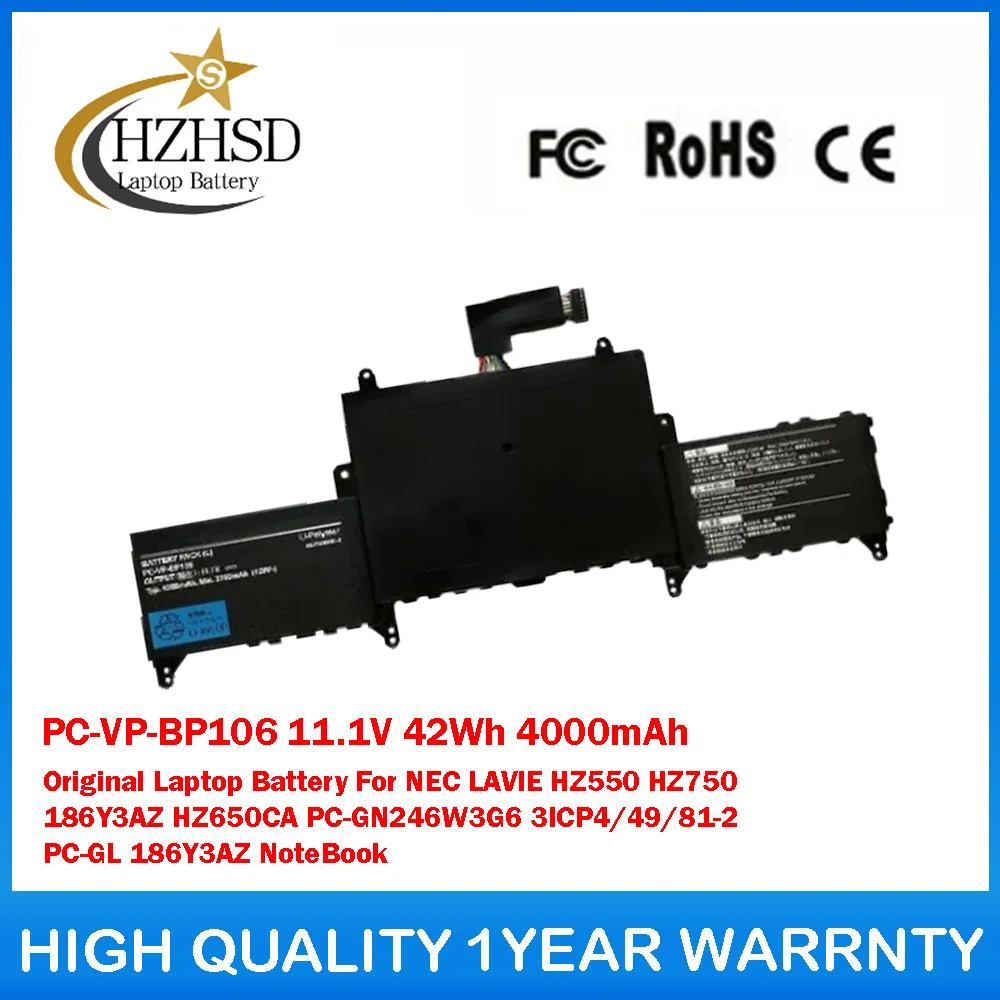 

PC-VP-BP106 11.1V 42Wh 4000mAh Laptop Battery For NEC LAVIE HZ550 HZ750 186Y3AZ HZ650CA PC-GN246W3G6 3ICP4/49/81-2 PC-GL 186Y3AZ