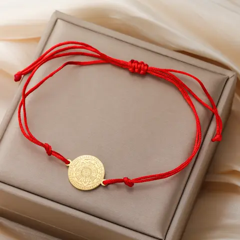 Skyrim Stainless Steel Seven Archangels Charm Bracelet Women Men Adjustable Rope Bracelets Amulet Seal of Solomon Jewelry Gift