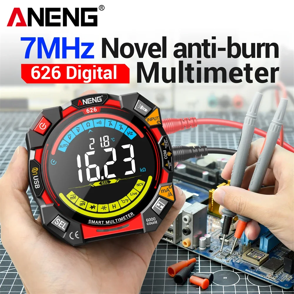 aneng-626-digital-multimeter-6000-counts-usb-rechargeable-ncv-non-contact-tester-ac-dc-voltage-current-resistance-capacitance