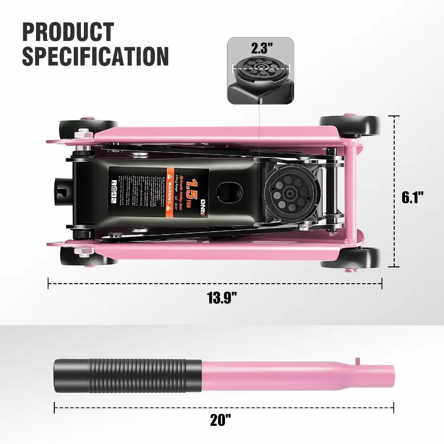 แม่แรงไฮดรอลิกแบบตั้งพื้น รับน้ำหนัก 1.5 ตัน (3000 ปอนด์) ระยะยก 5.5 ถึง 15.35 นิ้ว เหมาะสำหรับงานยานยนต์