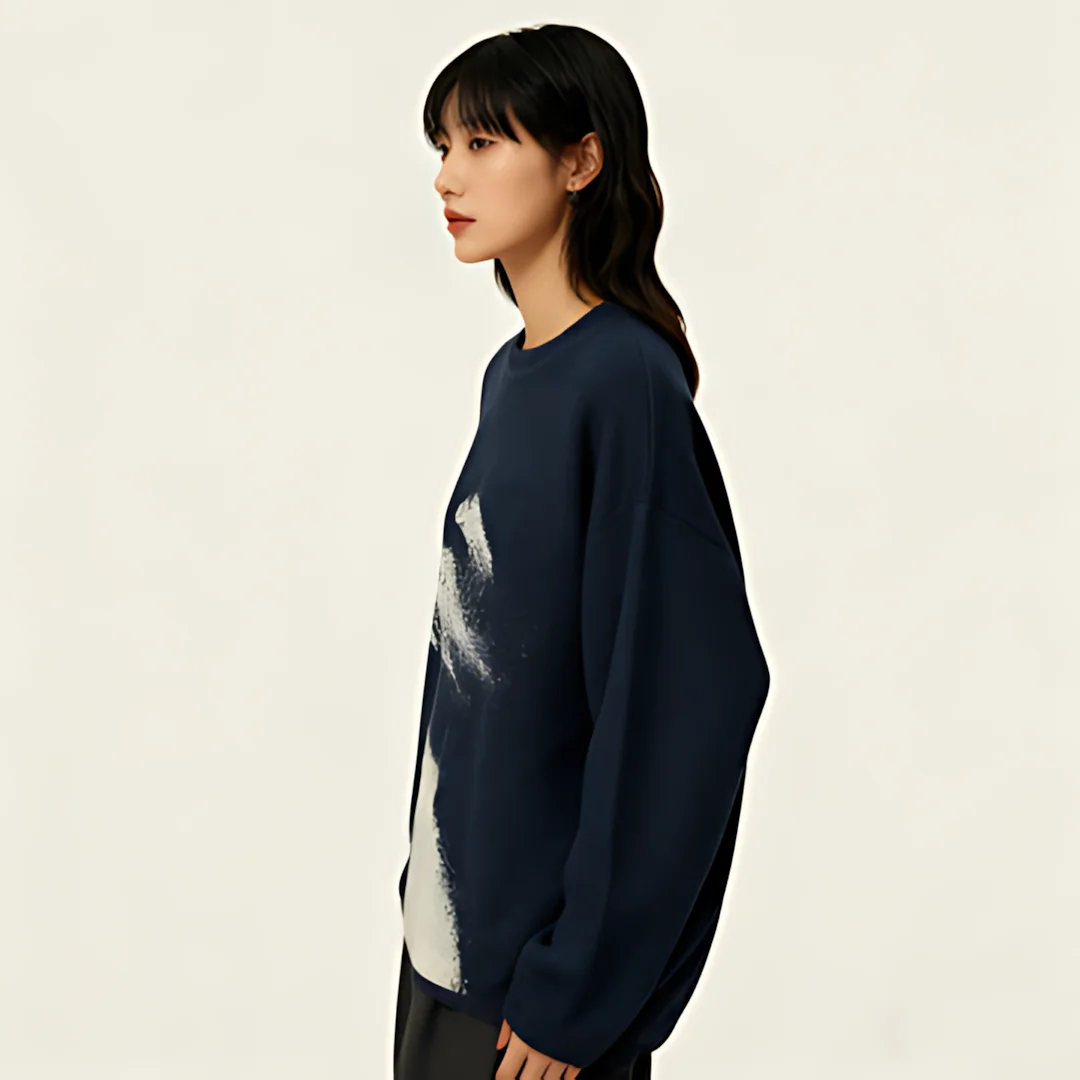 Autumn/Winter American Hot Girl High Street Gothic Knitted Sweater Y2K Retro Women's Casual Round Neck Hoodie Loose Top