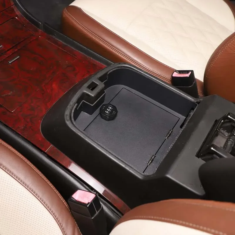 

For Cadillac Escalade 2007-2014 Aluminum alloy Black Car Armrest Storage Privacy Password Lock Security Safe Box Car Accessories